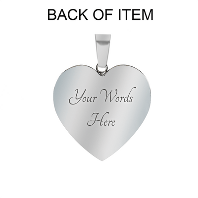 TO OUR DAUGHTER, MOM & DAD LOVE YOU, NEVER FORGET THAT - GOLD AND SILVER FINISHED HEART SHAPED NECKLACE AND BANGLE BRACELET(RED TEXT ON TRANSPARENT) EO