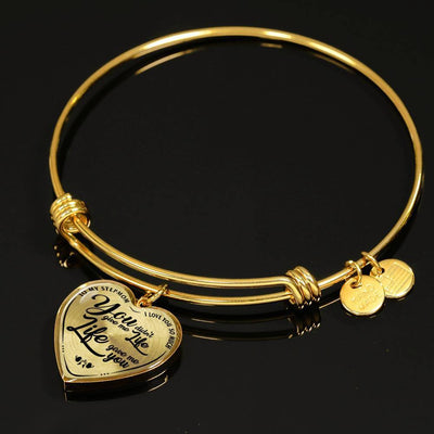 TO MY STEPMOM - I LOVE YOU SO MUCH, YOU DIDN'T GIVE ME A LIFE, LIFE GAVE ME YOU (BLACK ON TRANSPARENT) SILVER OR GOLD FINISHED HEART BANGLE BRACELET