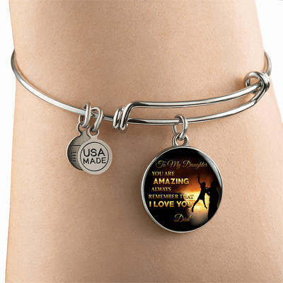 You Are Amazing Silhouette, Father Daughter, Silver Finished Circle Bangle Bracelet - podprintz.com