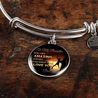 You Are Amazing Silhouette, Father Daughter, Silver Finished Circle Bangle Bracelet - podprintz.com