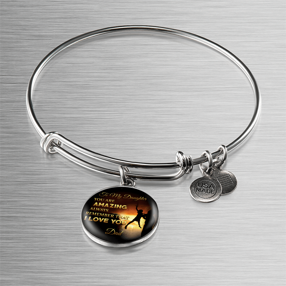 You Are Amazing Silhouette, Father Daughter, Silver Finished Circle Bangle Bracelet - podprintz.com