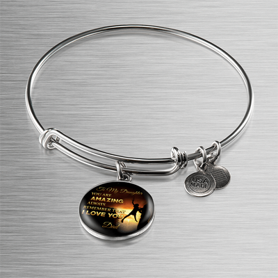 You Are Amazing Silhouette, Father Daughter, Silver Finished Circle Bangle Bracelet - podprintz.com