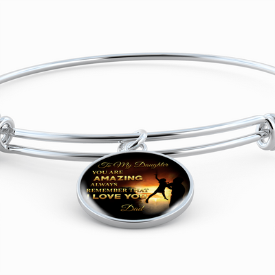 You Are Amazing Silhouette, Father Daughter, Silver Finished Circle Bangle Bracelet - podprintz.com