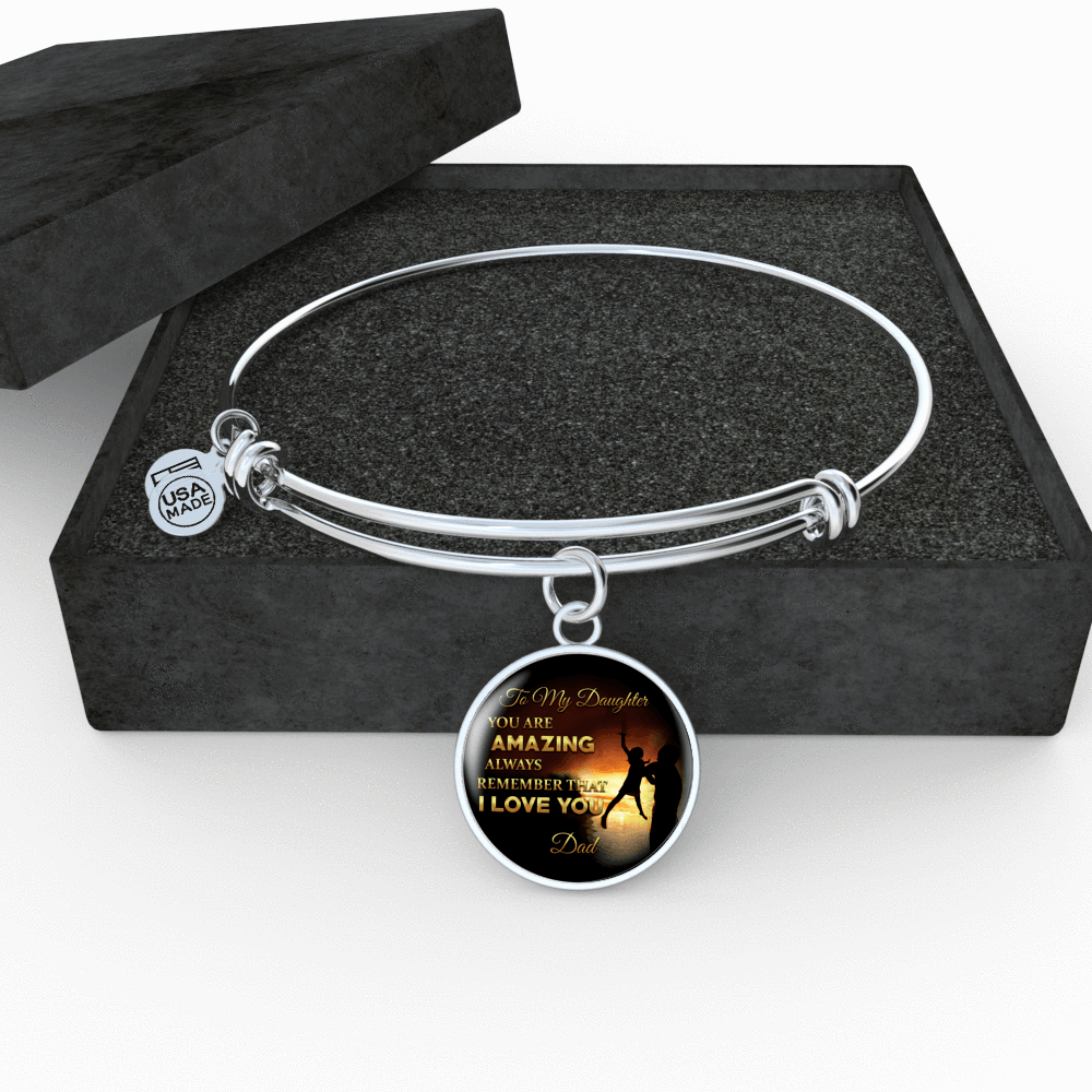 You Are Amazing Silhouette, Father Daughter, Silver Finished Circle Bangle Bracelet - podprintz.com