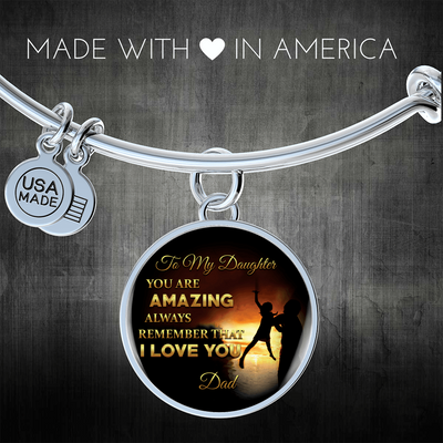 You Are Amazing Silhouette, Father Daughter, Silver Finished Circle Bangle Bracelet - podprintz.com