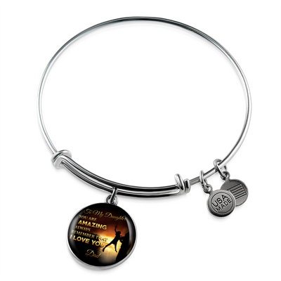 You Are Amazing Silhouette, Father Daughter, Silver Finished Circle Bangle Bracelet - podprintz.com