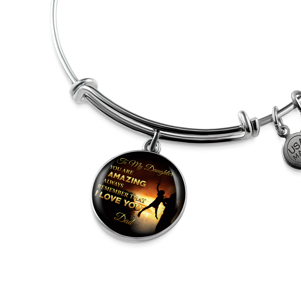 You Are Amazing Silhouette, Father Daughter, Silver Finished Circle Bangle Bracelet - podprintz.com