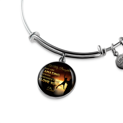 You Are Amazing Silhouette, Father Daughter, Silver Finished Circle Bangle Bracelet - podprintz.com