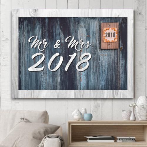 "Mr. & Mrs. 2018" Canvas Wall Art (Made in the USA) - podprintz.com